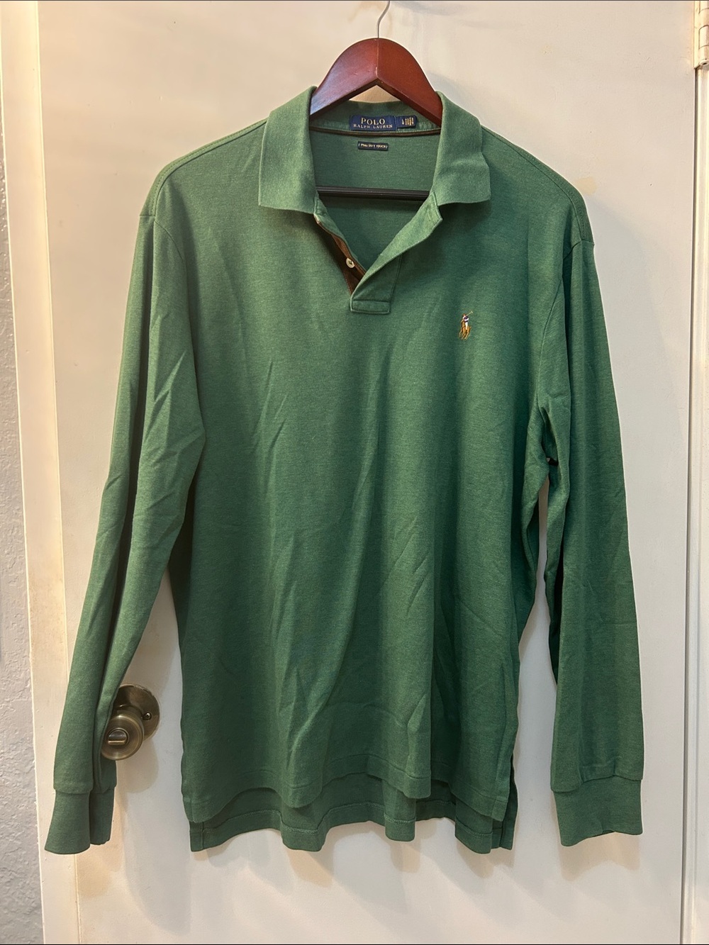 Polo by Ralph Lauren Long Sleeve Pima Soft Touch Polo Embroidered Pony, Sz L